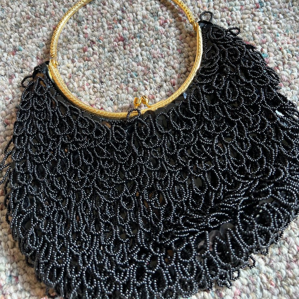Le Regale Black Beaded handbag